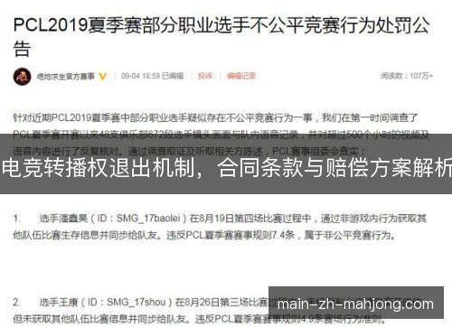 电竞转播权退出机制，合同条款与赔偿方案解析